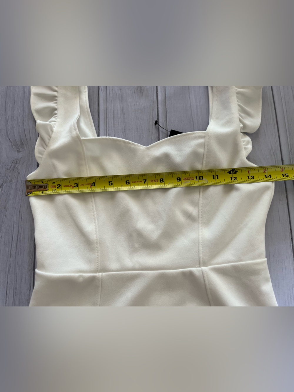 New Lulu’s White Square-Neck sweetheart ruffle bodycon mini dress. Small - Picture 11 of 14